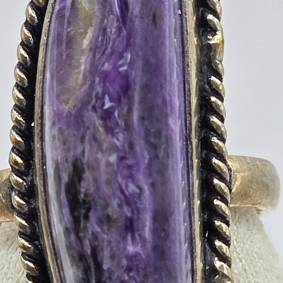Artisan Sterling Silver Ring Purple Charolite Size 8 - Picture 6 of 7